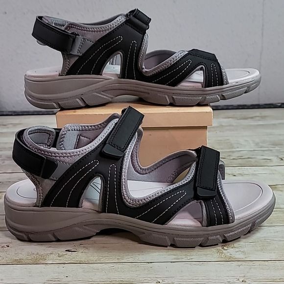Lands’ End All Weather Sandals Grey/Black Size 10B - Picture 1 of 8